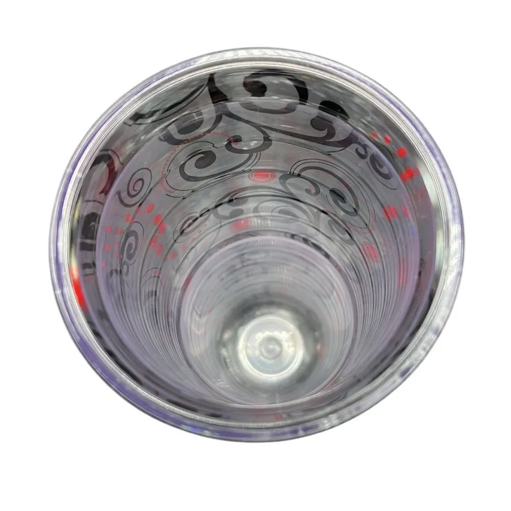 Tervis Tumbler 24oz Berry Swirlwind Clear Red Lid Hot or Cold Beverage Cup READ